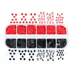 Poker Nail Art Sequins Glitter Slices Red Heart for Acrylic Nail Decoration