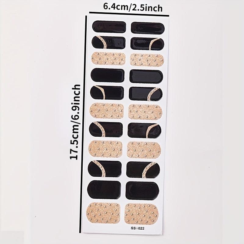 Glitter Full Wraps Nail Polish Stickers Self Adhesive Nail Art Decal Strips