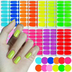 12 Sheets Fluorescent Nail Polish Stickers + 6 Nail Files Gel Nail Decals