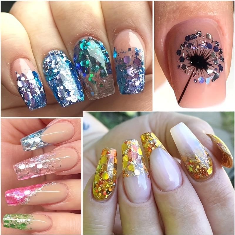 12 Grid Holographic Glitter Sequin 3D Nail Art Flakes Makeup DIY Crafting