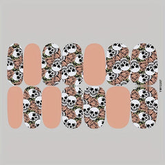 Skull Nail Polish Stickers Self Adhesive Decal Strips 12 Sheets Set