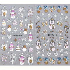 Golden Silvery Snowflake Gonk Bear Lantern Cane Nail Art Stickers