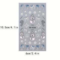 Golden Silvery Snowflake Gonk Bear Lantern Cane Nail Art Stickers