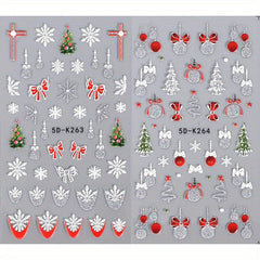 Golden Silvery Snowflake Gonk Bear Lantern Cane Nail Art Stickers