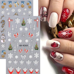 Golden Silvery Snowflake Gonk Bear Lantern Cane Nail Art Stickers