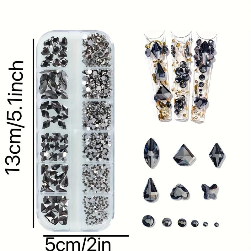 580 Clear Flat Back Nail Art Rhinestones with Tweezers and Drill Pen
