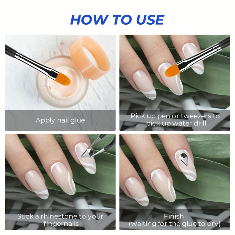 580 Clear Flat Back Nail Art Rhinestones with Tweezers and Drill Pen