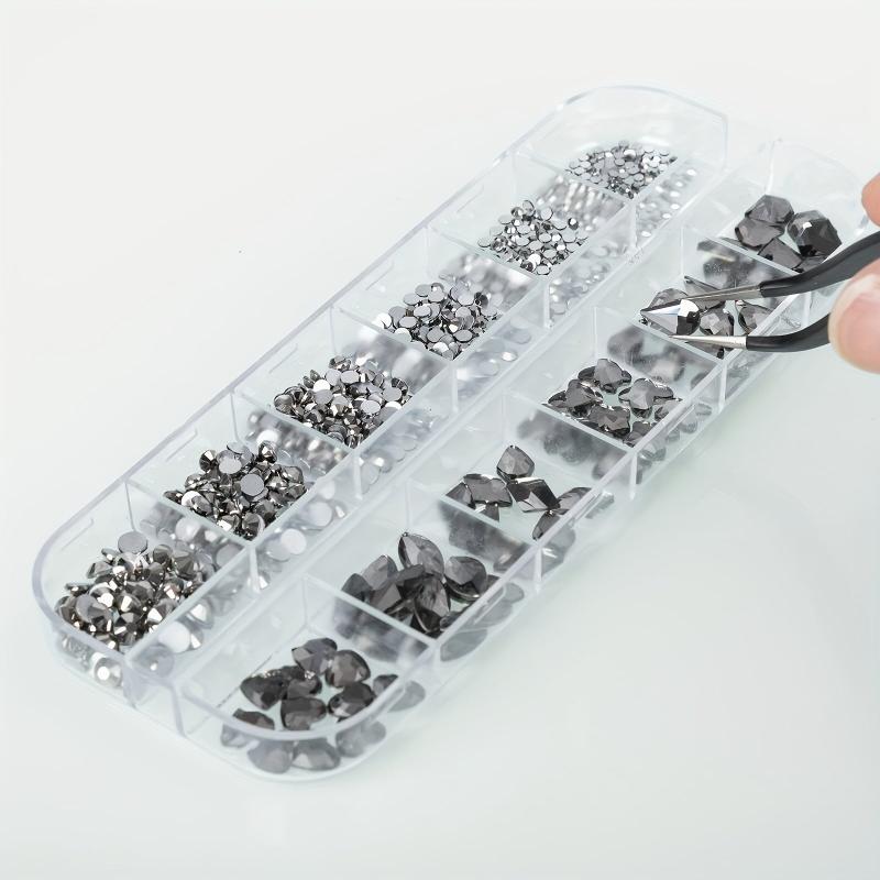 580 Clear Flat Back Nail Art Rhinestones with Tweezers and Drill Pen