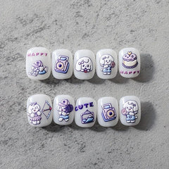 5D Embossed Dog Nail Stickers Self Adhesive Animal Nail Decals Pink