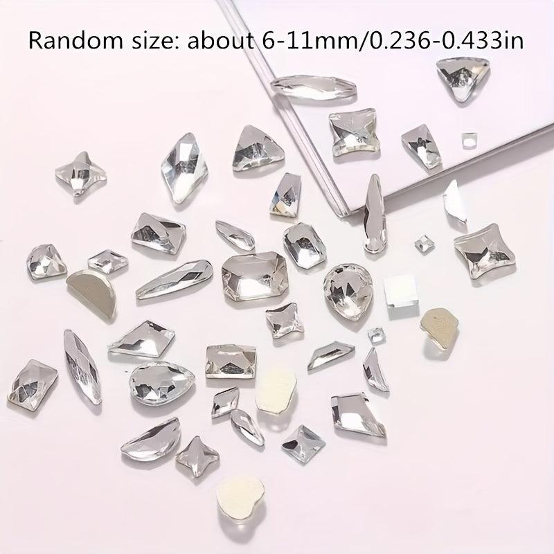 50pcs 3D Mix Shape Nail Rhinestones Sparkling Crystal Beads for Acrylic Nails