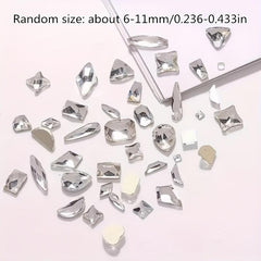 50pcs 3D Mix Shape Nail Rhinestones Sparkling Crystal Beads for Acrylic Nails