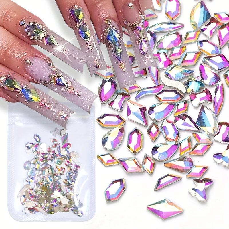 50pcs 3D Mix Shape Nail Rhinestones Sparkling Crystal Beads for Acrylic Nails