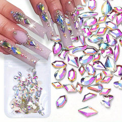 50pcs 3D Mix Shape Nail Rhinestones Sparkling Crystal Beads for Acrylic Nails