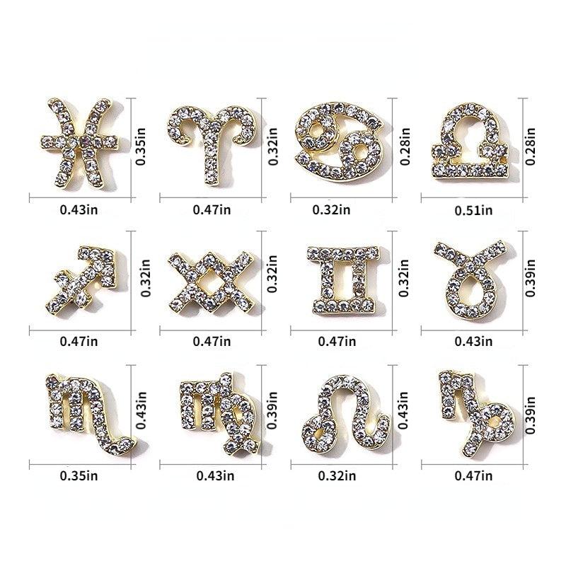 12 Constellations 3D Alloy Rhinestone Nail Charms