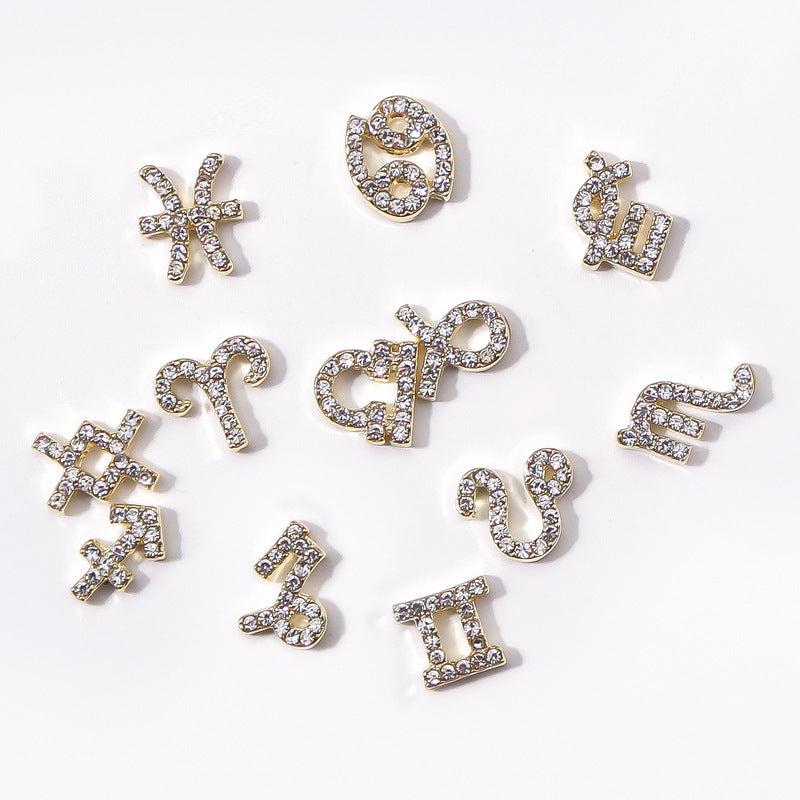 12 Constellations 3D Alloy Rhinestone Nail Charms