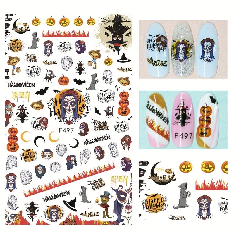 Halloween Nail Stickers 3D Pumpkin Ghost Nail Art Self Adhesive Decals