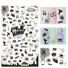 Halloween Nail Stickers 3D Pumpkin Ghost Nail Art Self Adhesive Decals