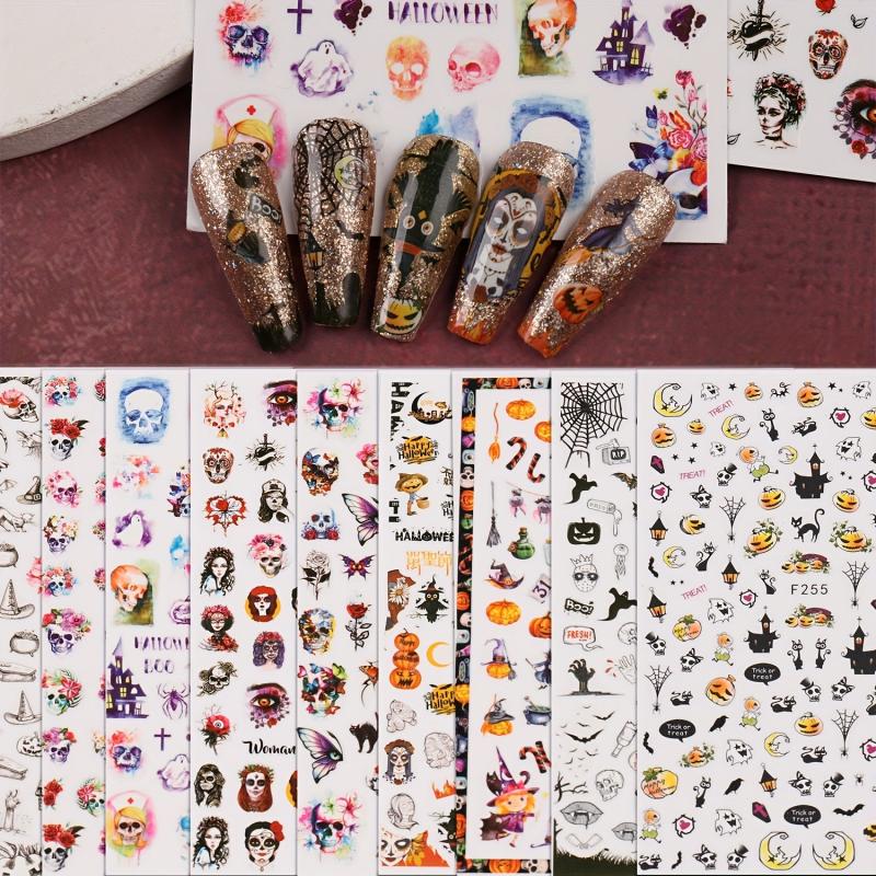 Halloween Nail Stickers 3D Pumpkin Ghost Nail Art Self Adhesive Decals