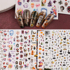 Halloween Nail Stickers 3D Pumpkin Ghost Nail Art Self Adhesive Decals