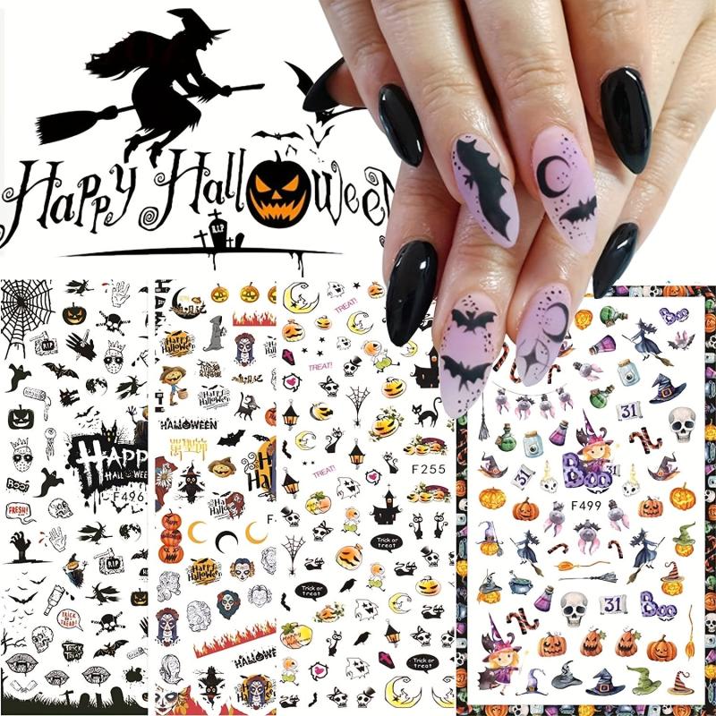 Halloween Nail Stickers 3D Pumpkin Ghost Nail Art Self Adhesive Decals