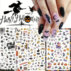 Halloween Nail Stickers 3D Pumpkin Ghost Nail Art Self Adhesive Decals