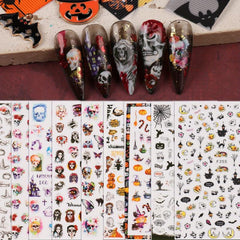 Halloween Nail Stickers 3D Pumpkin Ghost Nail Art Self Adhesive Decals