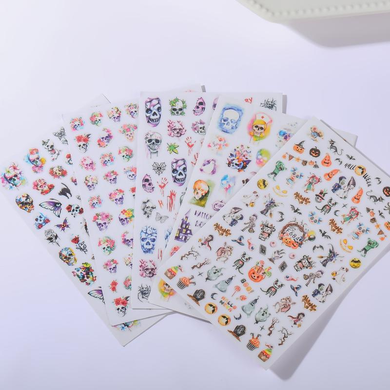 Halloween Nail Art Stickers Self Adhesive Pumpkin Skull Ghost Castle Wizard