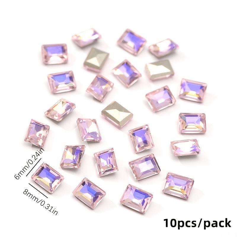 10pcs Rectangle Nail Art Rhinestones Crystal Gemstones