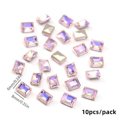 10pcs Rectangle Nail Art Rhinestones Crystal Gemstones