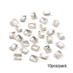 10pcs Rectangle Nail Art Rhinestones Crystal Gemstones