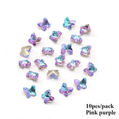 Aurora Butterfly Nail Art Artificial Diamonds Crystal Stones Nail Beauty Salon