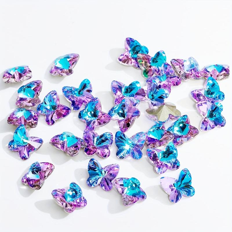 Aurora Butterfly Nail Art Artificial Diamonds Crystal Stones Nail Beauty Salon