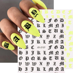 Fluorescent Alphabet Slider Nail Sticker