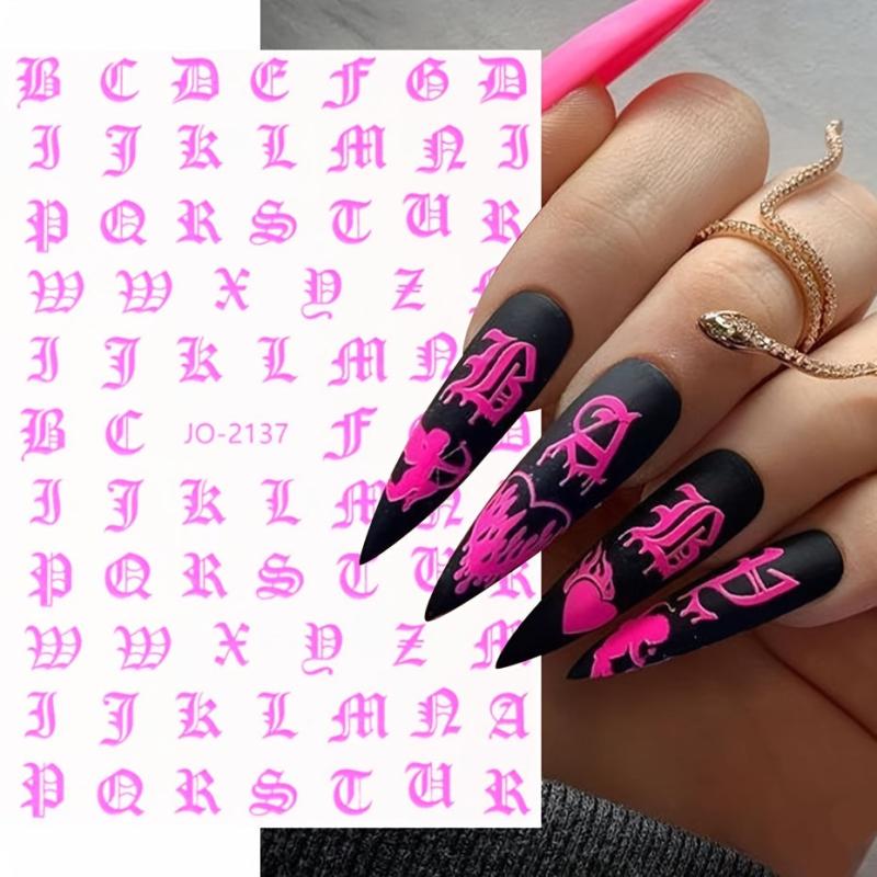 Fluorescent Alphabet Slider Nail Sticker