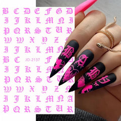 Fluorescent Alphabet Slider Nail Sticker