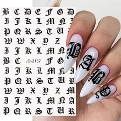 Fluorescent Alphabet Slider Nail Sticker