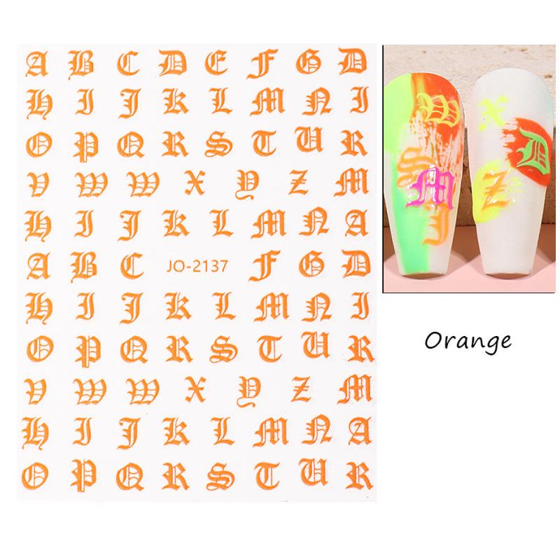 Fluorescent Alphabet Slider Nail Sticker