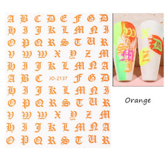 Fluorescent Alphabet Slider Nail Sticker