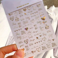 Heart Love 3D Nail Stickers Self Adhesive Slider Decals