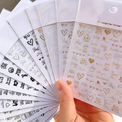 Heart Love 3D Nail Stickers Self Adhesive Slider Decals
