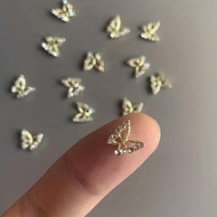 3D Metal Butterfly Nail Charms Crystal Decoration