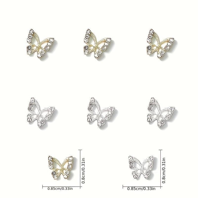 3D Metal Butterfly Nail Charms Crystal Decoration