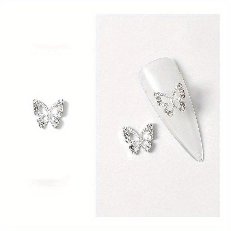 3D Metal Butterfly Nail Charms Crystal Decoration