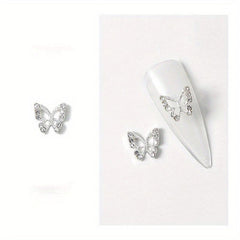 3D Metal Butterfly Nail Charms Crystal Decoration