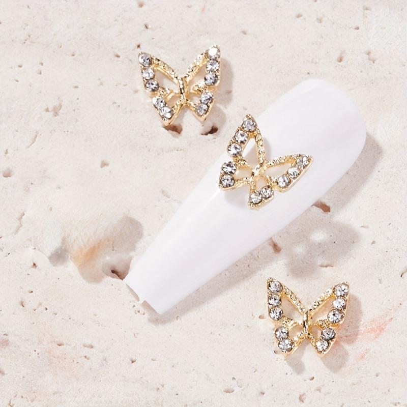3D Metal Butterfly Nail Charms Crystal Decoration