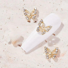 3D Metal Butterfly Nail Charms Crystal Decoration