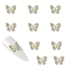 3D Metal Butterfly Nail Charms Crystal Decoration
