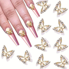 3D Metal Butterfly Nail Charms Crystal Decoration