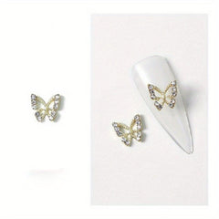 3D Metal Butterfly Nail Charms Crystal Decoration
