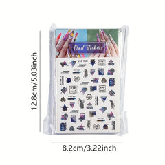12 Pcs Marble Nail Art Stickers Wavy Line Nail Art Decals